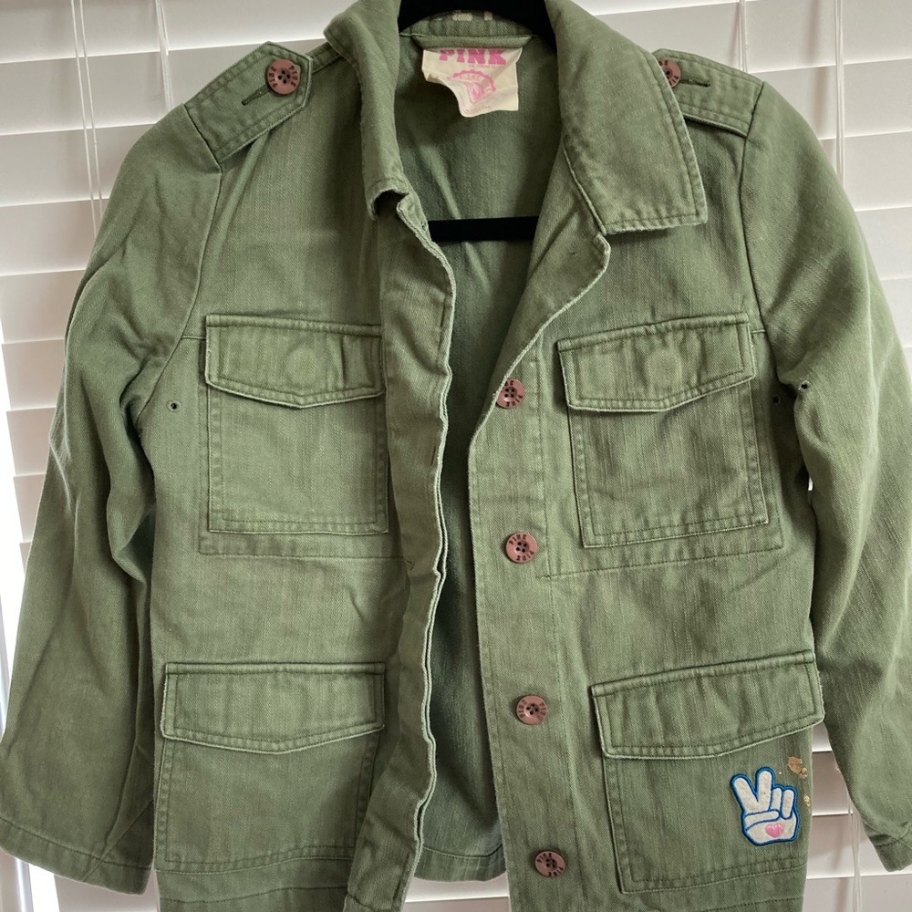 Pink XS army green 3/4 sleeve jacket